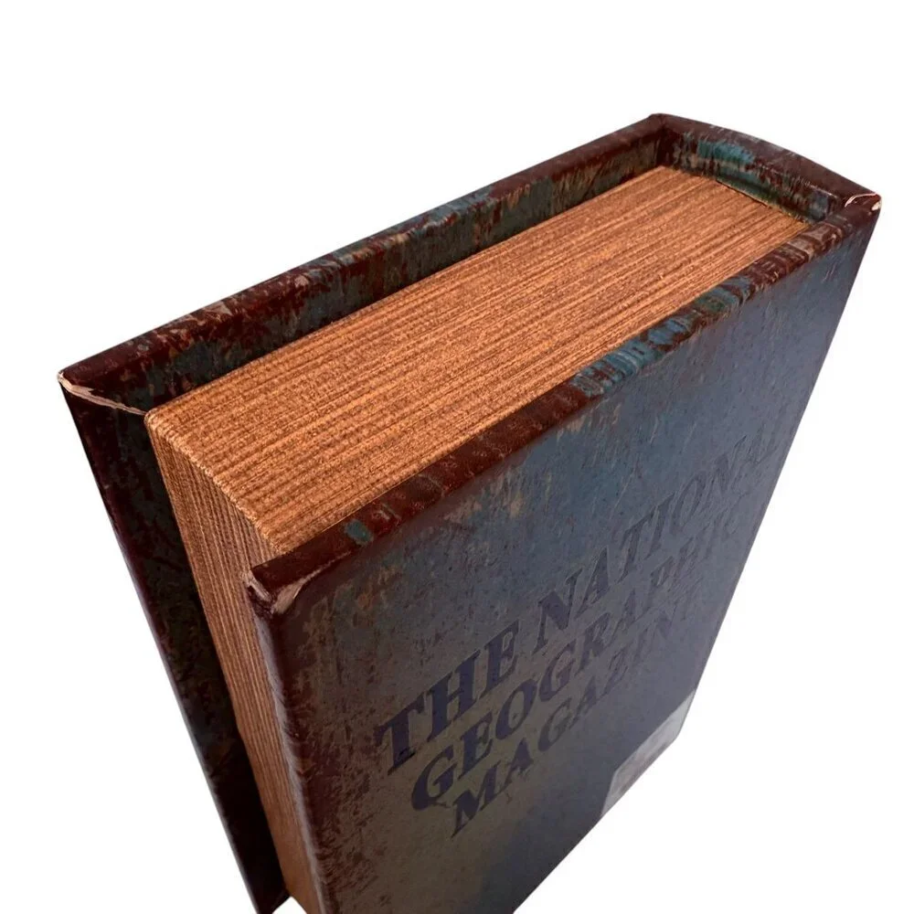 National Geographic Storage Book Boxes Set of Two Bookshelf Coffee Table Decor
